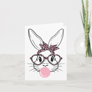 Bunny Face Leopard Gles Bubblegum Osterfest Girl Karte