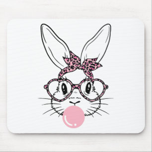 Bunny Face Leopard Gles Bubblegum Osterfest Girl Mousepad