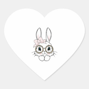 Bunny Face Oaster Animal Print Gläser Spring Herz-Aufkleber