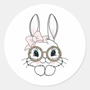 Bunny Face Oaster Animal Print Gläser Spring Runder Aufkleber