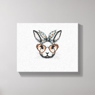 Bunny Face Oaster Leopard Brillen Girls Niedlich Leinwanddruck