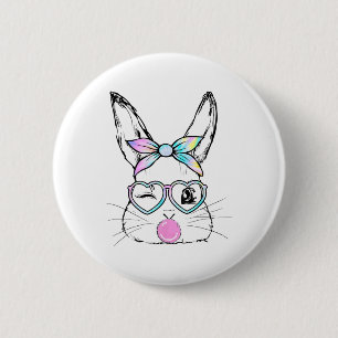 Bunny Face Wink Eyes Bandana Herz Gles Bubblegum Button