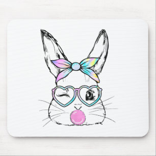 Bunny Face Wink Eyes Bandana Herz Gles Bubblegum Mousepad