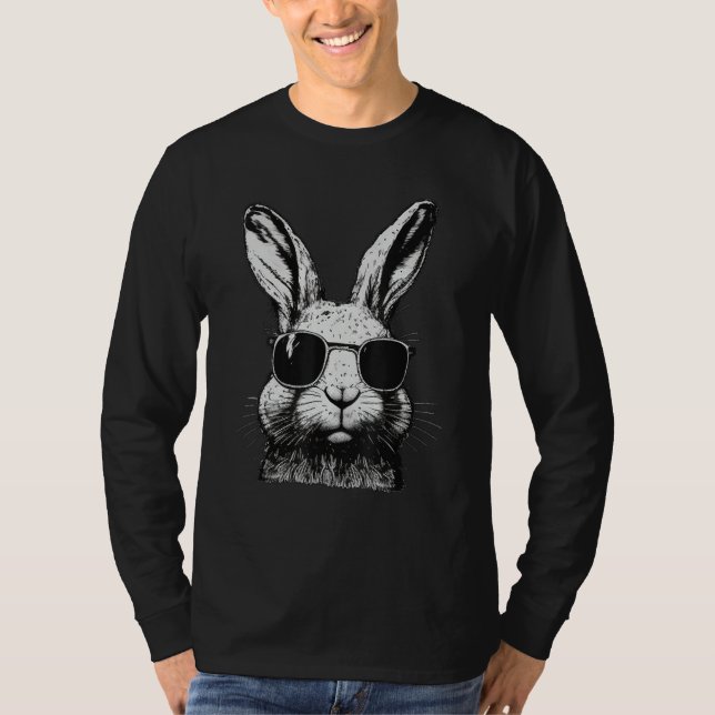Bunny Face With Sunglasses For Boys Men Kids Easte T-Shirt (Vorderseite)