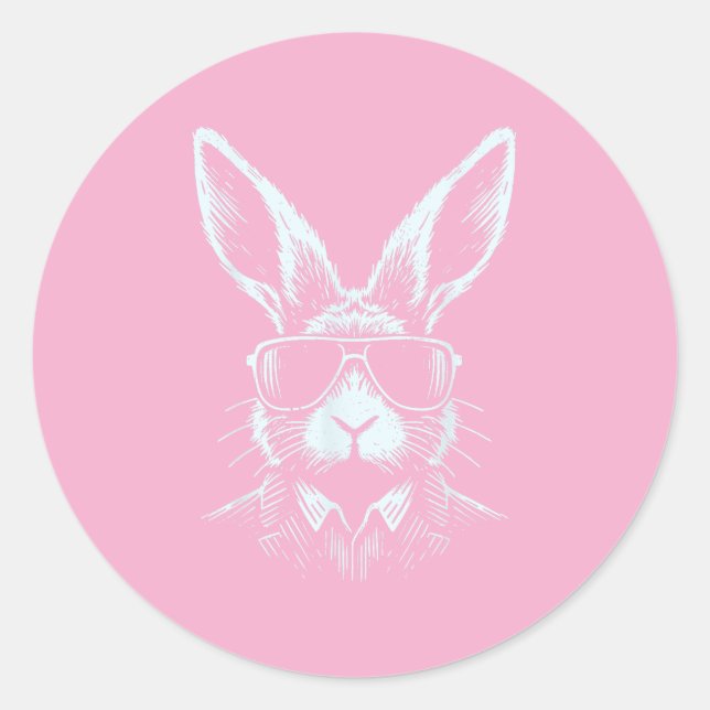 Bunny Face With Sungles For Boys Men Kids Easter D Runder Aufkleber (Vorderseite)