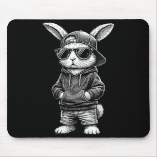 Bunny Face With Sungles Funny Easter Day For Boys  Mousepad