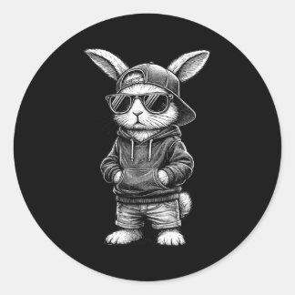 Bunny Face With Sungles Funny Easter Day For Boys  Runder Aufkleber