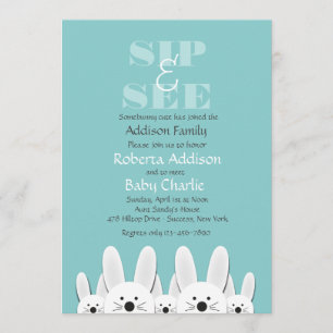 Bunny Family Sip and See Einladung