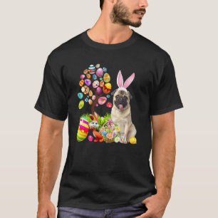 Bunny Fawn Mops Hund Hund Happy Ostereier Bäume T-Shirt