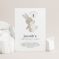 Bunny First Geburtstag Einladung White Ballon