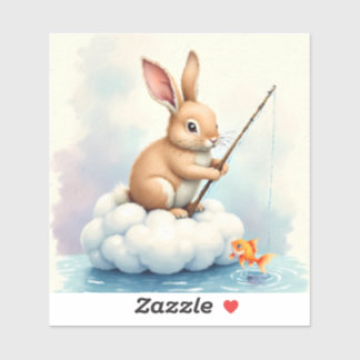 Bunny Fishing from a Cloud Aufkleber