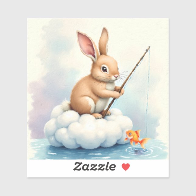 Bunny Fishing from a Cloud Aufkleber (Blatt)