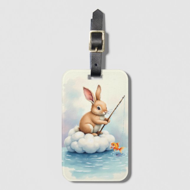 Bunny Fishing from a Cloud Gepäckanhänger (Vorderseite Vertikal)
