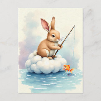 Bunny Fishing from a Cloud Postkarte