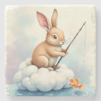 Bunny Fishing from a Cloud Steinuntersetzer