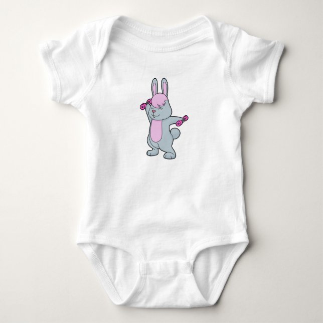 Bunny Fitness Dumbell Baby Strampler (Vorderseite)