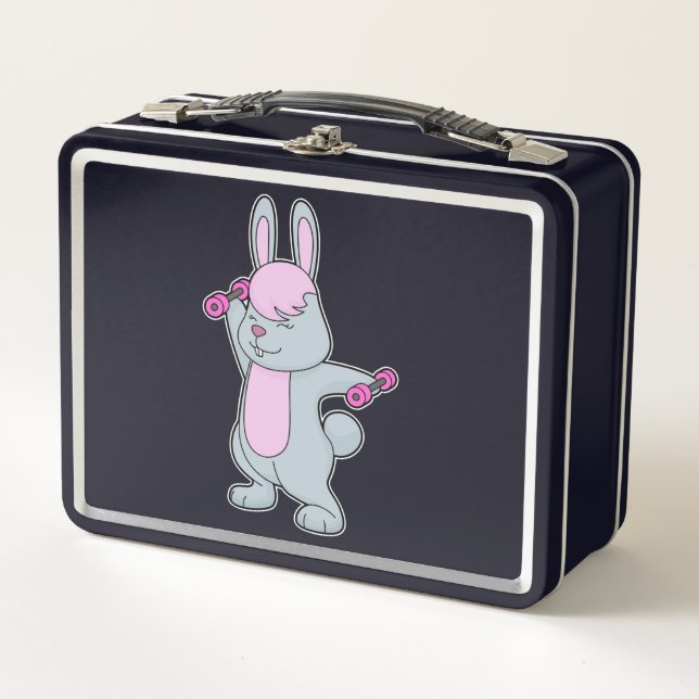 Bunny Fitness Dumbell Metall Brotdose (Vorderseite)