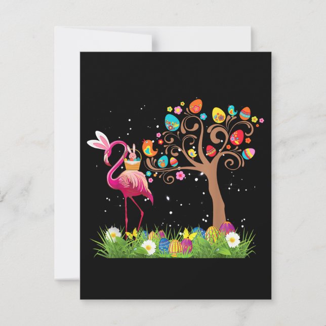 Bunny Flamingo Oster 2021 | Niedliche Flamingo Lie Einladung (Vorderseite)