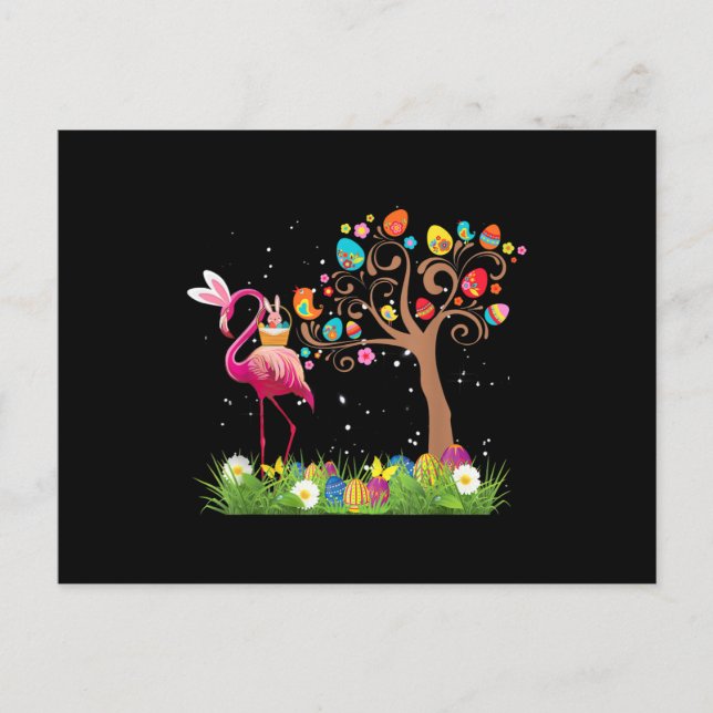 Bunny Flamingo Oster 2021 | Niedliche Flamingo Lie Postkarte (Vorderseite)