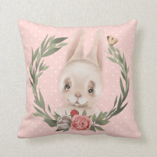 Bunny Floral Wreath Kissen