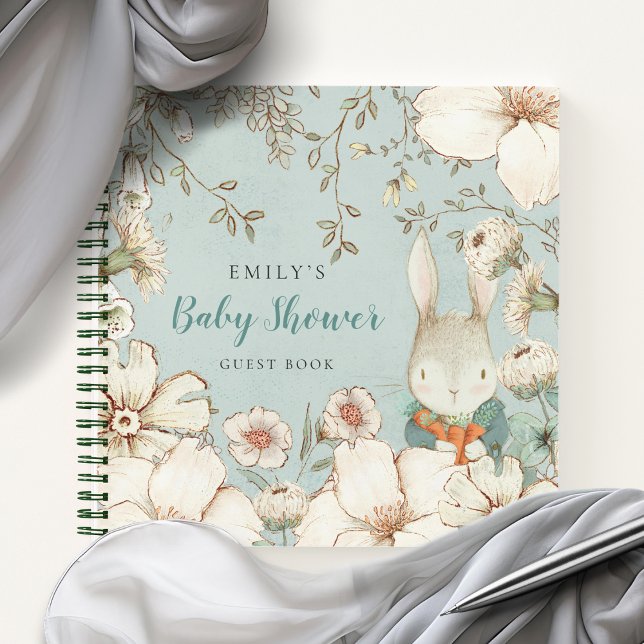 Bunny Foliage Baby Shower Alternate Guest Book Notizbuch (Von Creator hochgeladen)