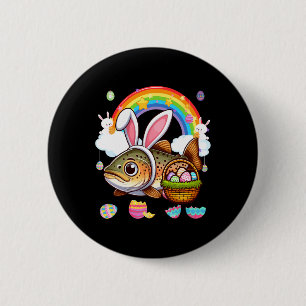Bunny Forelle Fisch Ostern Jagd Eier Korb Farb Button