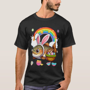 Bunny Foreut Fish Osterfest Jagd Eier Basket Color T-Shirt
