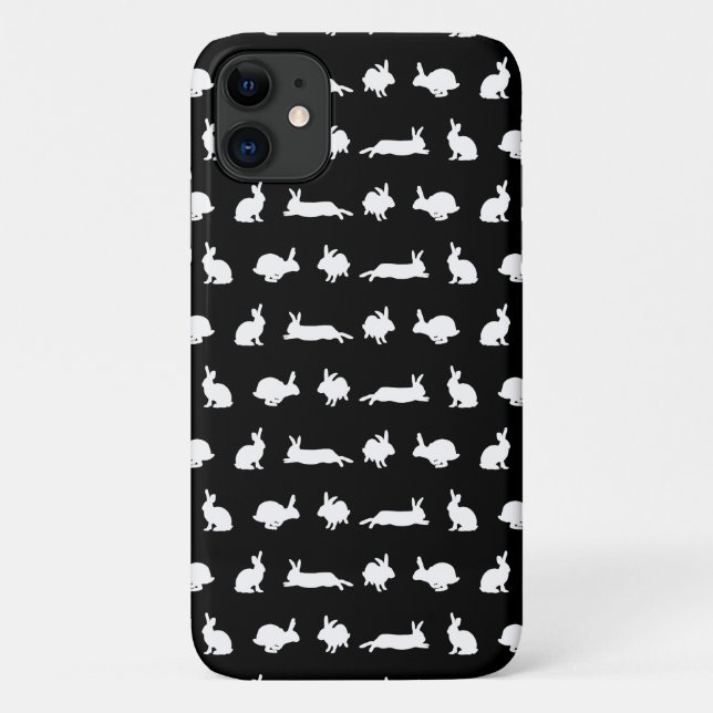 Bunny Frenzy iPhone 11 Hülle (Schwarz) (Rückseite)