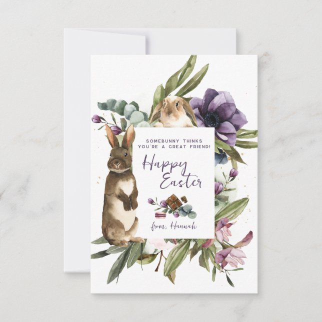 Bunny Friend Kids Osterklasse Karte (Vorderseite)