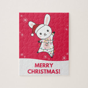 Bunny frohe Weihnachten Winter Tiere Rabbits Jigsa