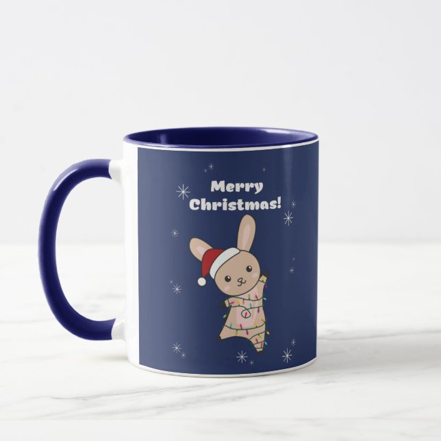 Bunny frohe Weihnachten Winter Tiere Rabbits Kaffe Tasse (Links)