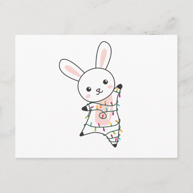 Bunny frohe Weihnachten Winter Tiere Rabbits Postkarte (Vorderseite)
