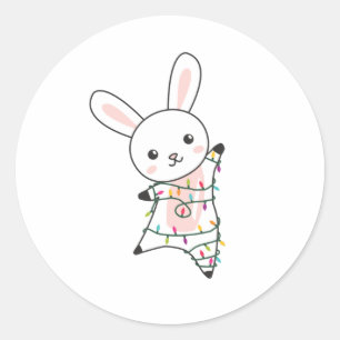 Bunny frohe Weihnachten Winter Tiere Rabbits Runder Aufkleber