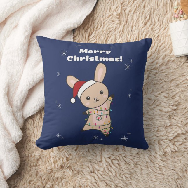 Bunny frohe Weihnachten Winter Tiere Rabbits Throw Kissen (Decke)