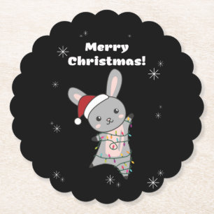 Bunny frohe Weihnachten Winter Tiere Rabbits Untersetzer