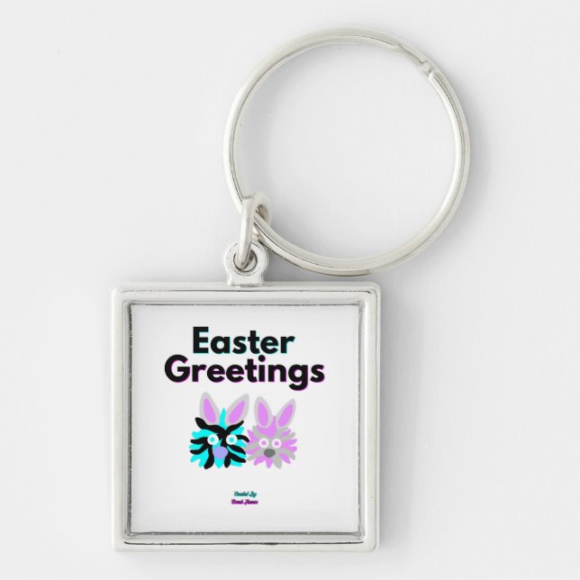 Bunny Fuzzies Premium Square Schlüsselanhänger (Vorne)