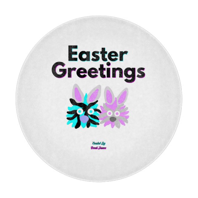 Bunny Fuzzies Round Glass Cutting Board 30,4 cm Schneidebrett (Vorderseite)