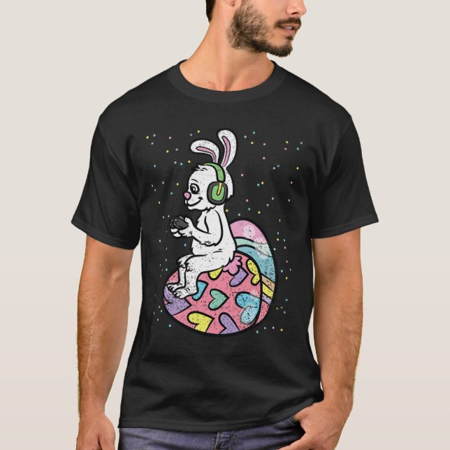 Bunny Gamer Easter Game Controller Egg Hunt T-Shirt (Vorderseite)