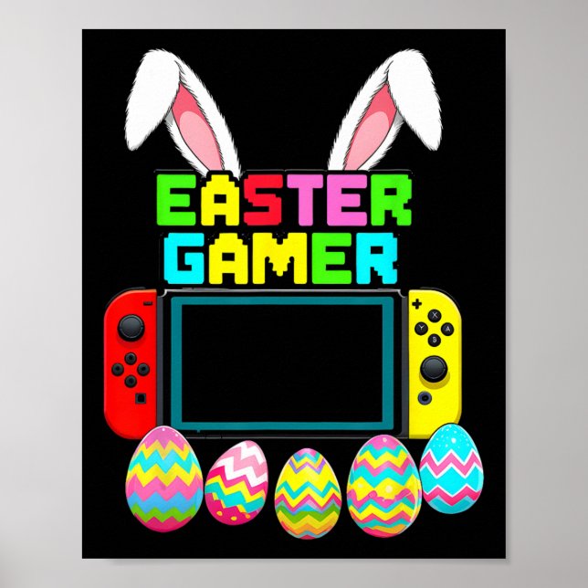 Bunny Gaming Controller Gamer Jungen Lustiger Vide Poster (Vorne)