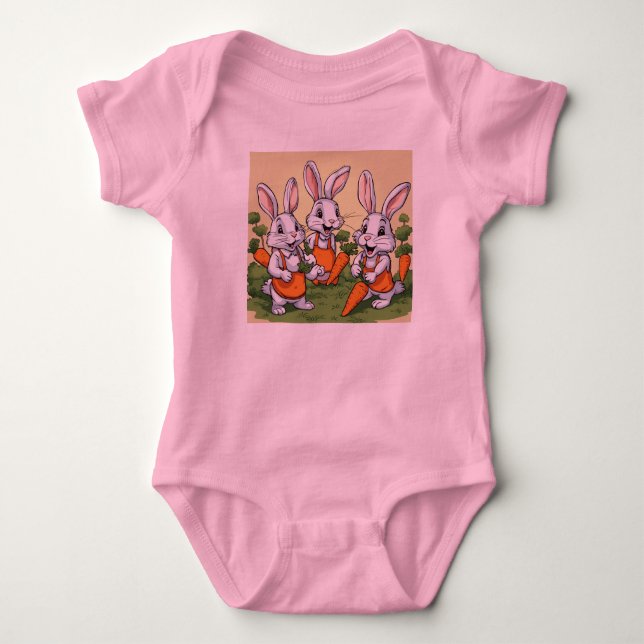 Bunny Garden Adventure| Kinderkleidung Baby Strampler (Vorderseite)