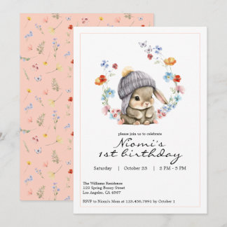 Bunny Garden First Birthday Invitation Einladung