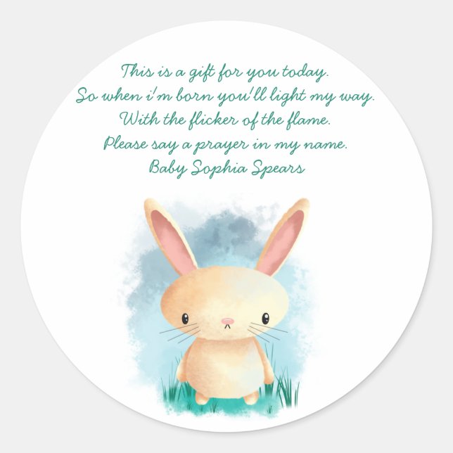 Bunny - Gebetskandle-Label Runder Aufkleber (Vorderseite)