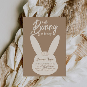 Bunny Gender Neutral Modern Script Baby Shower Einladung