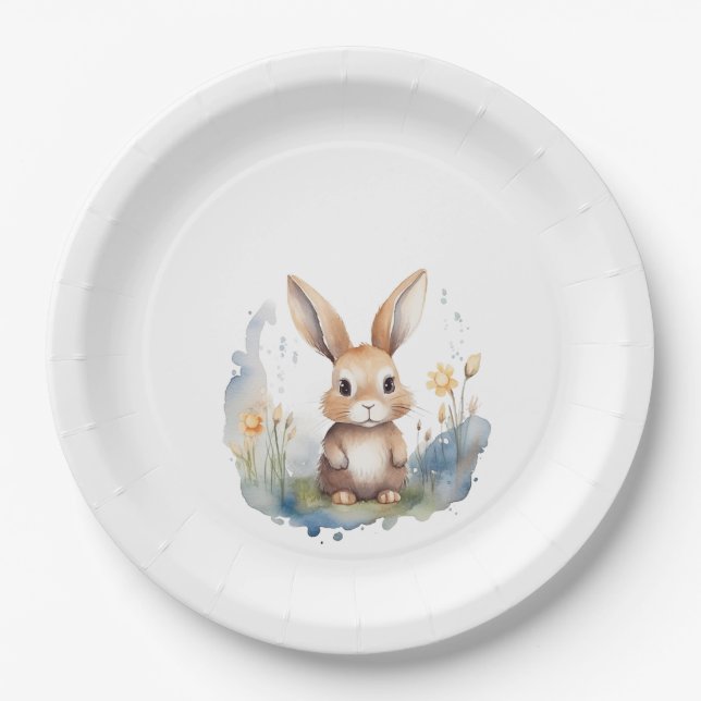 Bunny Gender Neutral Pappteller (Vorderseite)