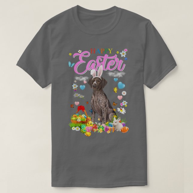 Bunny German Kurzhaar Pointer Dog Happy Oaster  T-Shirt (Design vorne)