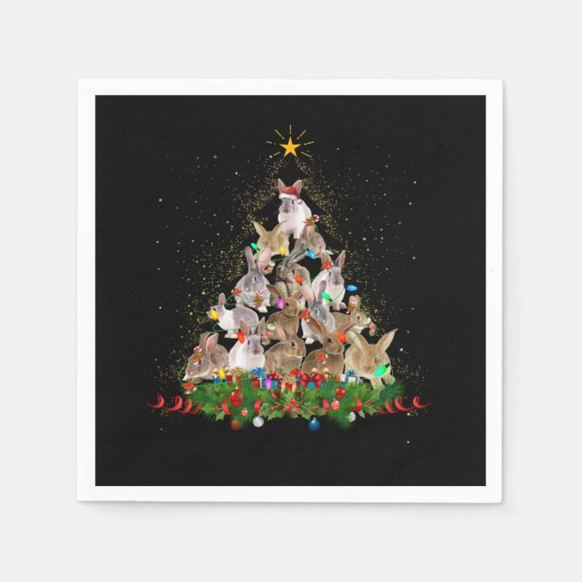 Bunny Gift | Bunny Rabbit Weihnachtsbaum Schöne Serviette (Vorderseite)