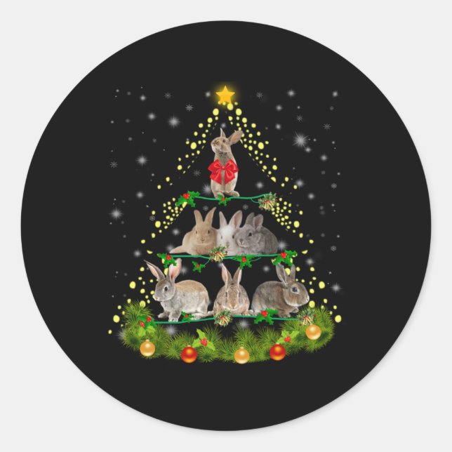 Bunny Gift | Weihnachtsbaumleuchte des Kaninchens Runder Aufkleber (Vorderseite)