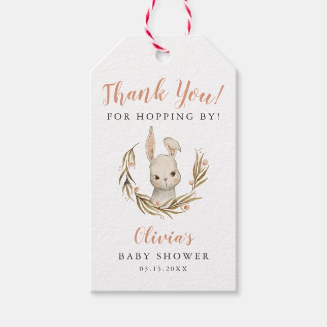 Bunny Girl Baby Dusche Danke für Hopping By Geschenkanhänger (Vorderseite)