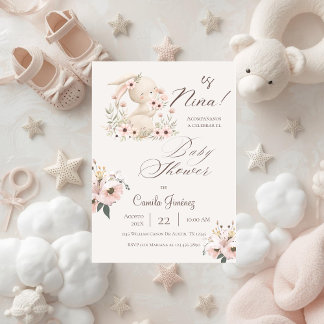 bunny girl baby shower invitation  einladung