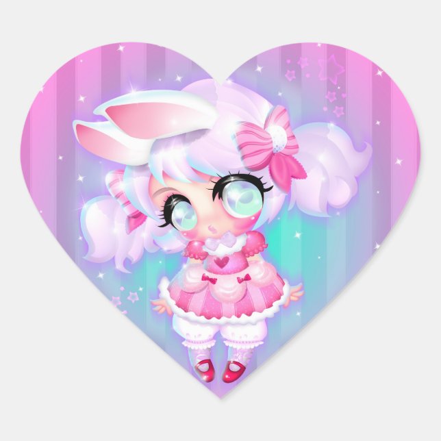 Bunny Girl Herz-Aufkleber (Vorderseite)